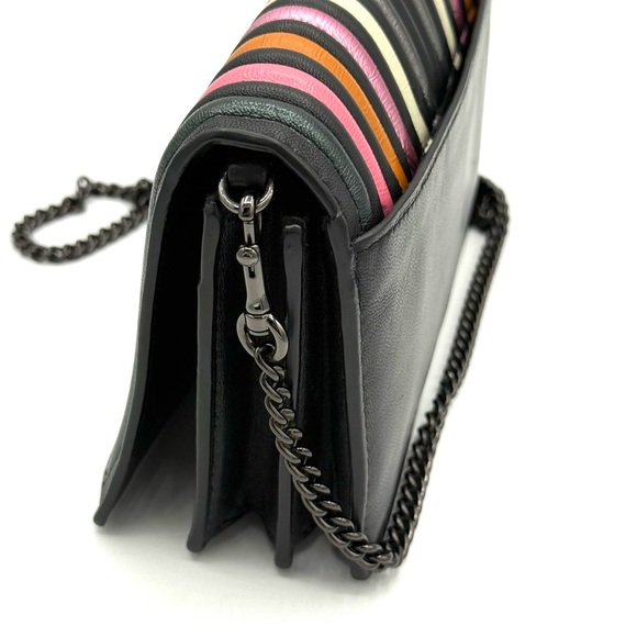 Coach 1941 Foldover Chain Clutch Crossbody Quilted Striped 27091 - Picture 15 of 16